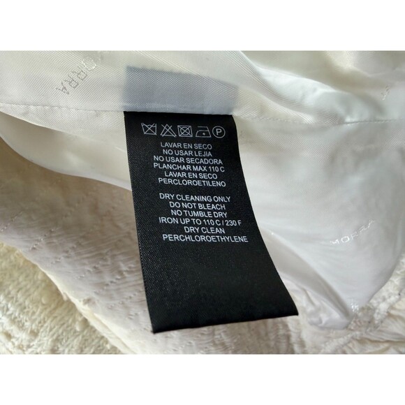 JAVIER SIMORRA Ivory Textured Knit Blazer Silk Ruffle Trim $325 Size S/M - Picture 9 of 10